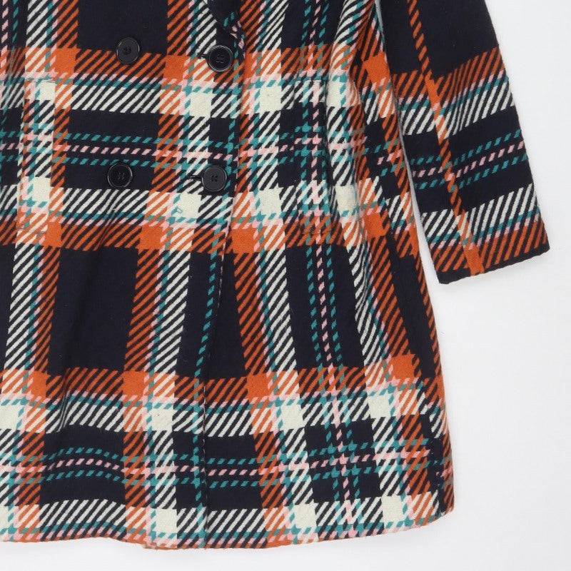 Next Women’s Multicoloured Plaid Pea Coat UK 10 Double-Breasted