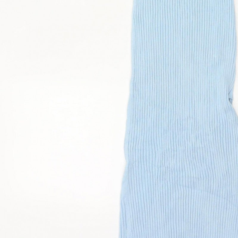 Glassons Women Blue XS Ribbed Knit Maxi Bodycon Sleeveless Dress