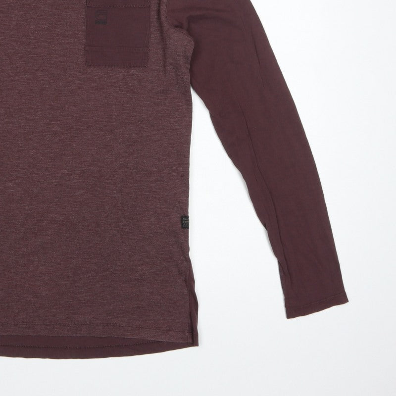 G-Star RAW Men's Brown S Long Sleeve Pocket Crew Neck T-Shirt