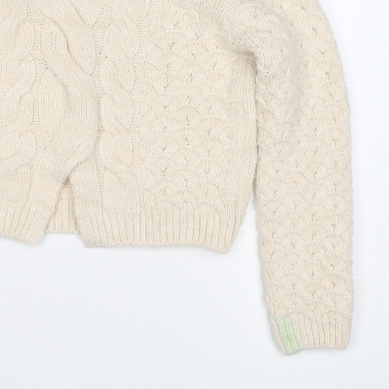 Primary Women Ivory M Cable Knit Crew Neck Jumper Long Sleeve