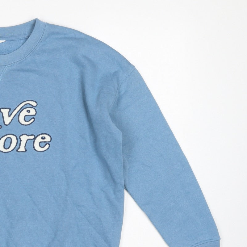ANYDAY John Lewis Women Blue M Love More Embroidered Sweatshirt
