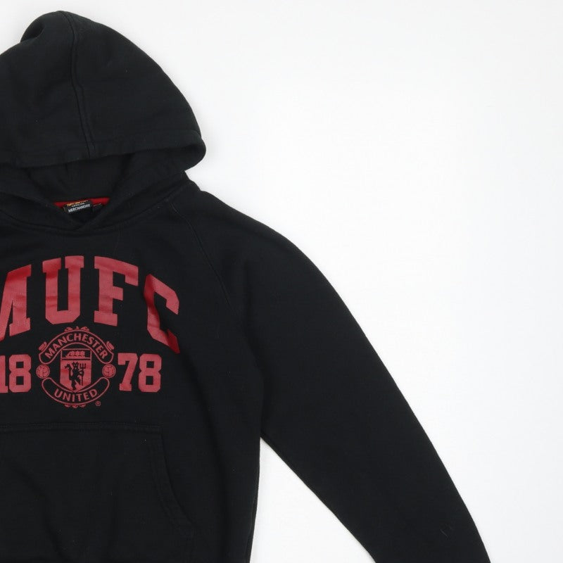 Manchester United Boys Black 12-13 Pullover Hoodie Football Graphic
