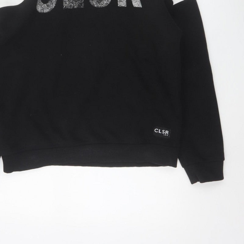Closure London Unisex Black White Colourblock Logo Pullover Hoodie UK 14