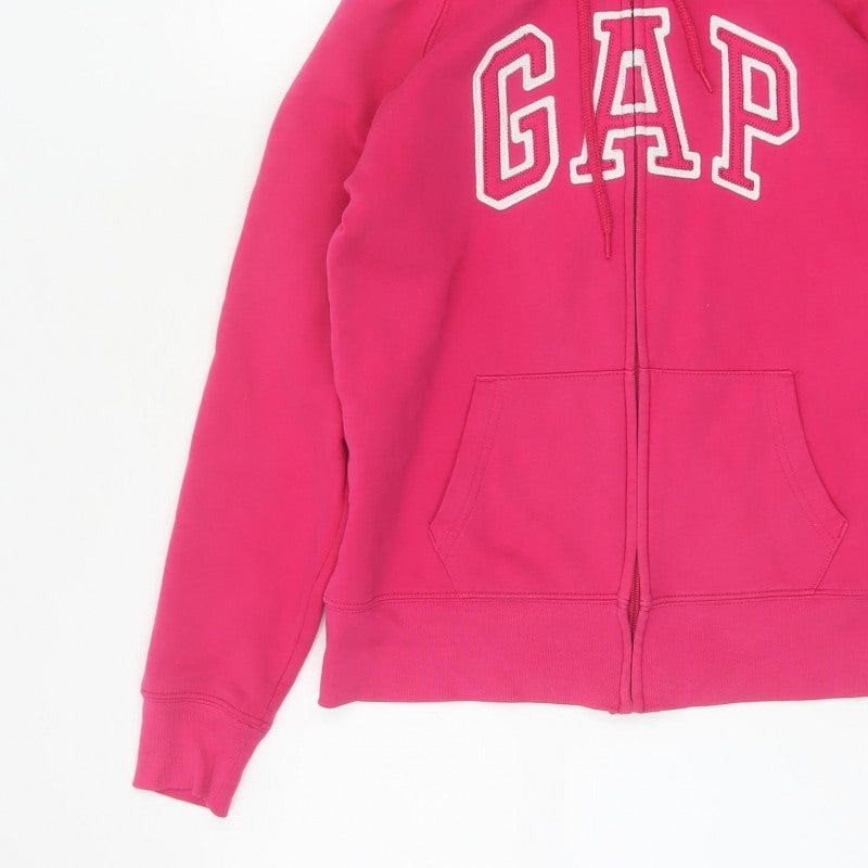 GAP Women Pink S Full Zip Hooded Logo Fleece Sweatshirt