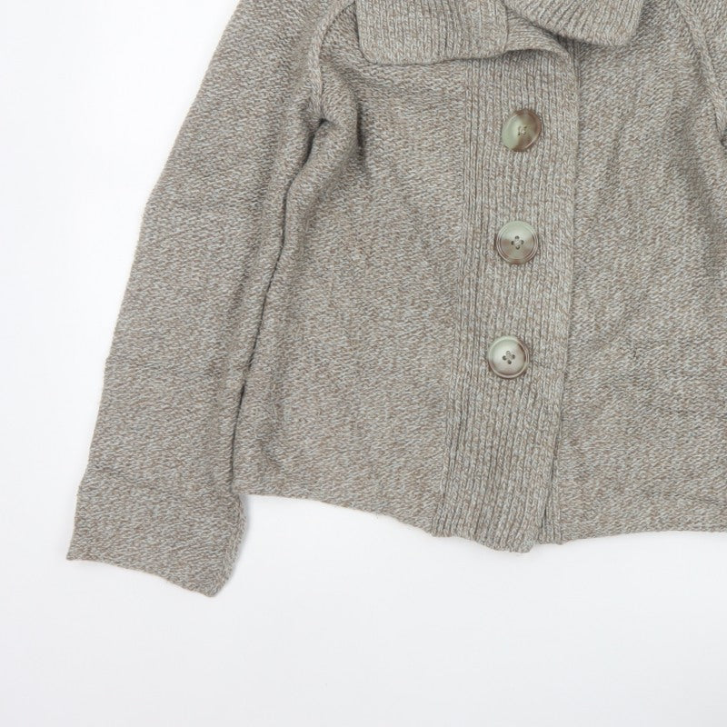 Fenn Wright Manson Women Beige Size 10 Chunky Knit Cowl Cardigan