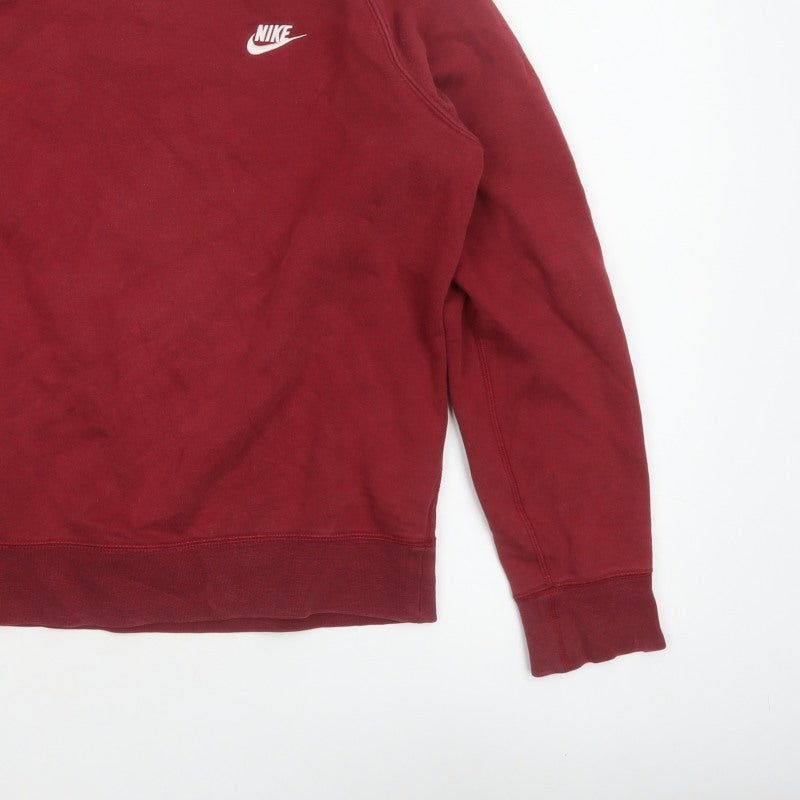 Nike Men's Red L Crew Neck Pullover Sweatshirt Embroidered Logo