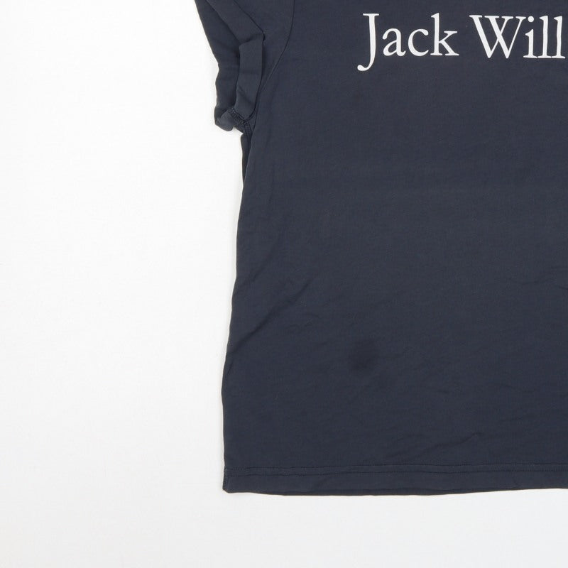 Jack Wills Women's Blue UK 10 Basic Logo Jersey T-Shirt Short Sleeve