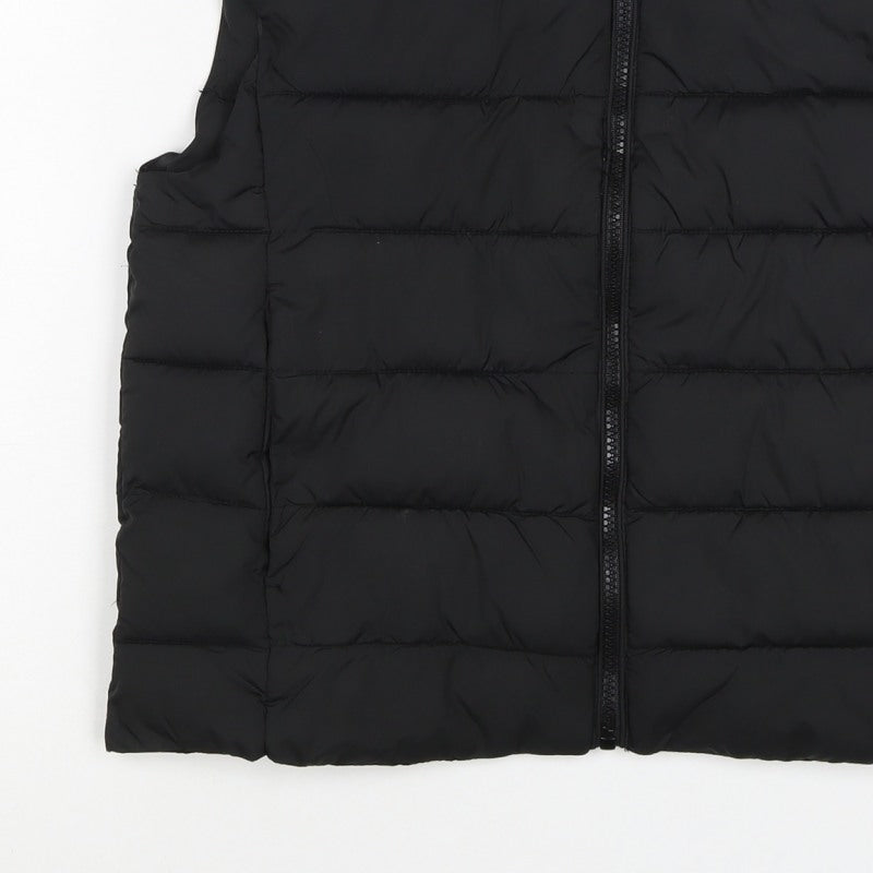 ANG Teens Black XS Quilted Puffer Gilet Long Sleeveless Bodywarmer