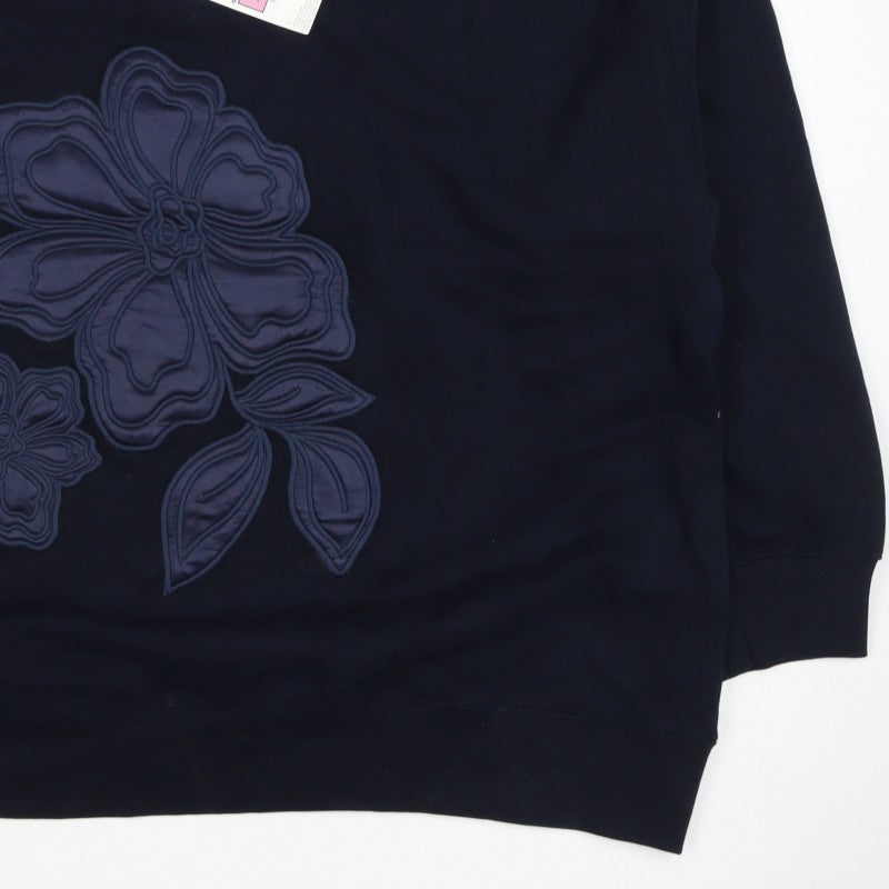 Marks and Spencer Women Navy XL Floral Appliqué Pullover Sweatshirt