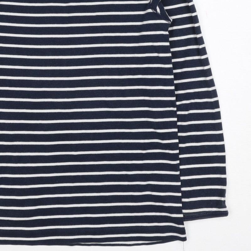 Polarn O. Pyret Girls Blue Stripe Long Sleeve Basic T-Shirt 8-10 Years
