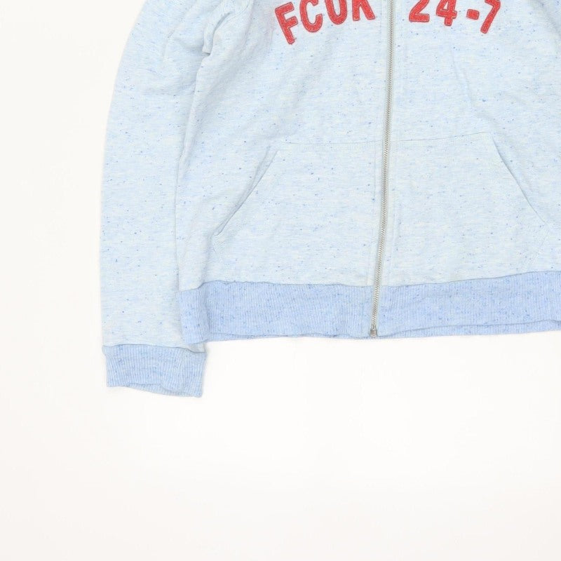 FCUK Jeans Women Blue XL Full Zip Hoodie Logo Fleece