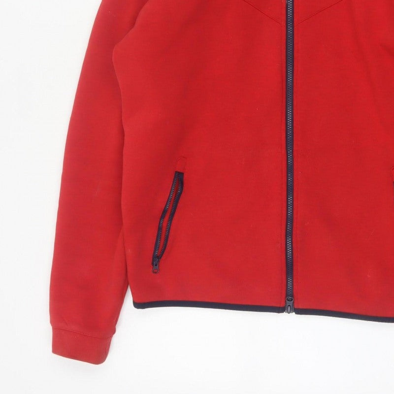 Nike Men’s Red L Full Zip Hooded Fleece Sweatshirt Logo Pockets