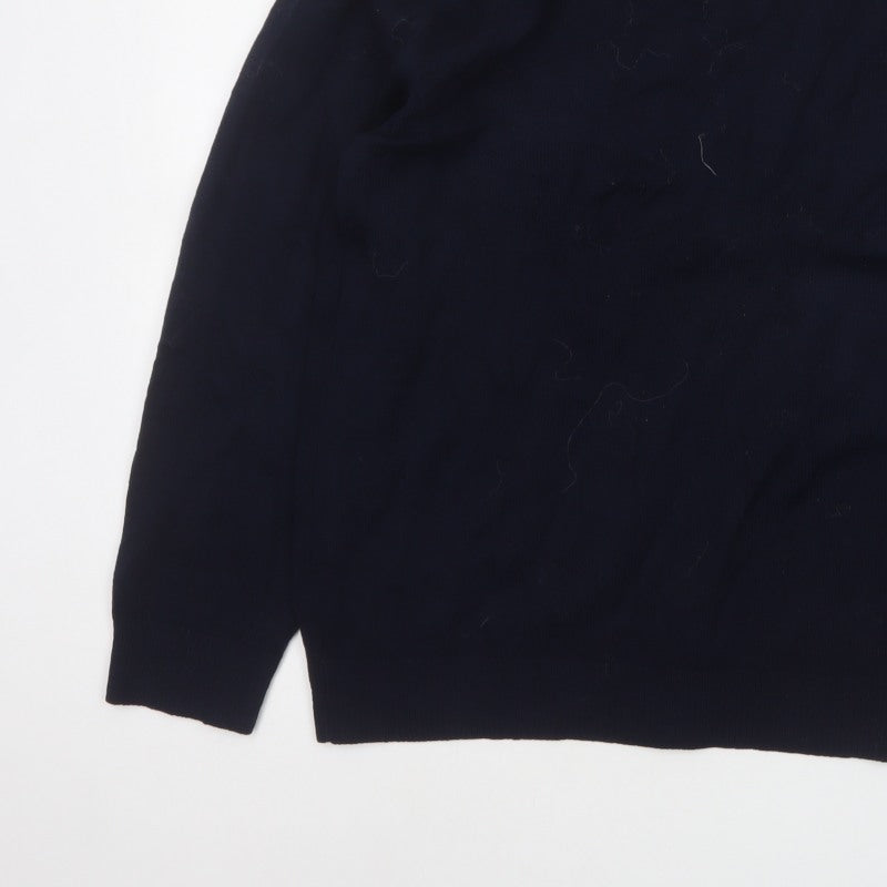 Marks & Spencer Men Blue M Lambswool V-Neck Classic Pullover Jumper