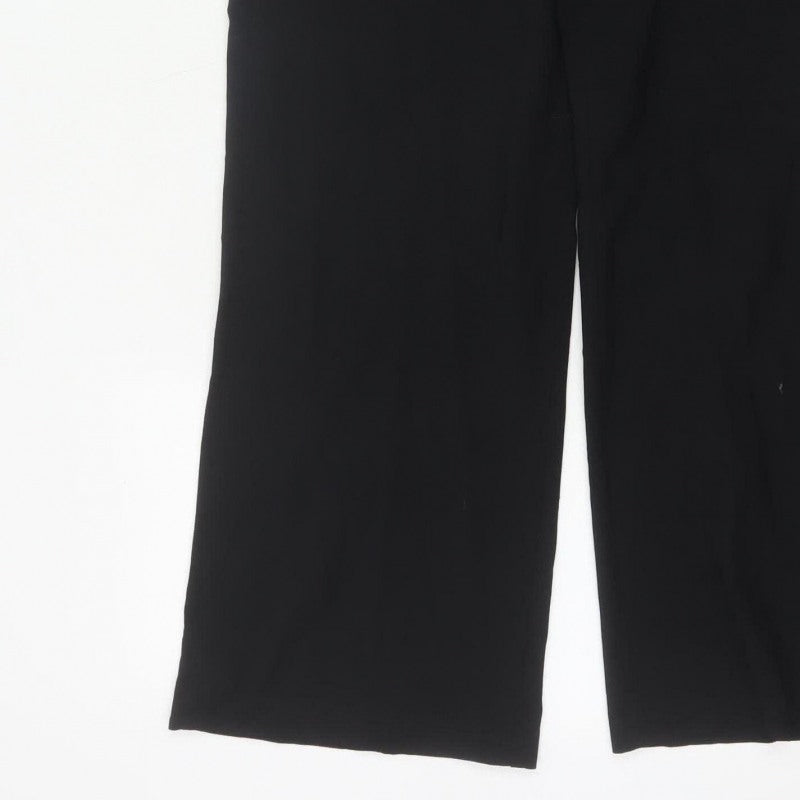 Marks and Spencer Women Black Size 12 Wide-Leg Dress Trousers