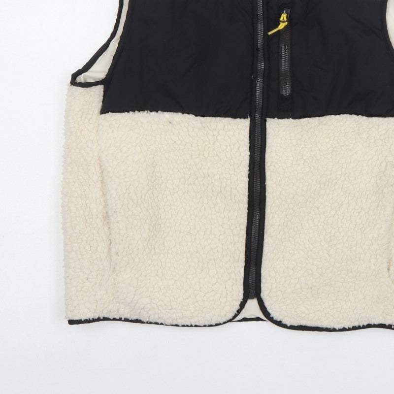 H&M Women Multicolour XS Fleece Padded Zip Waistcoat Gilet