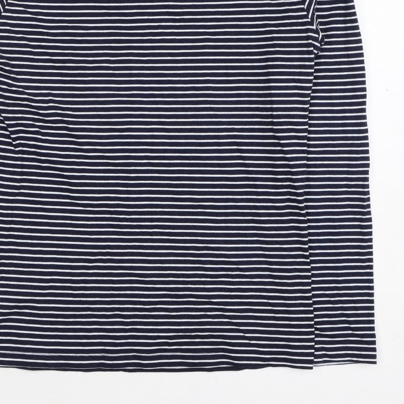 Nicole Farhi Women’s Blue White Stripe Cotton Boat Neck Long Sleeve Top 12