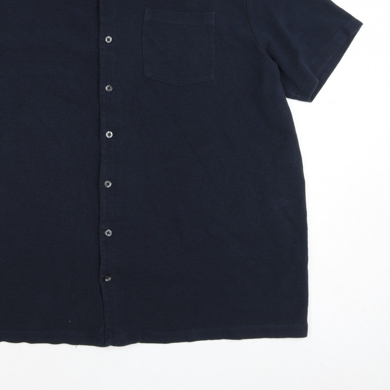 Burton Menswear Men Navy 2XL Short Sleeve Button-Up Polo Shirt