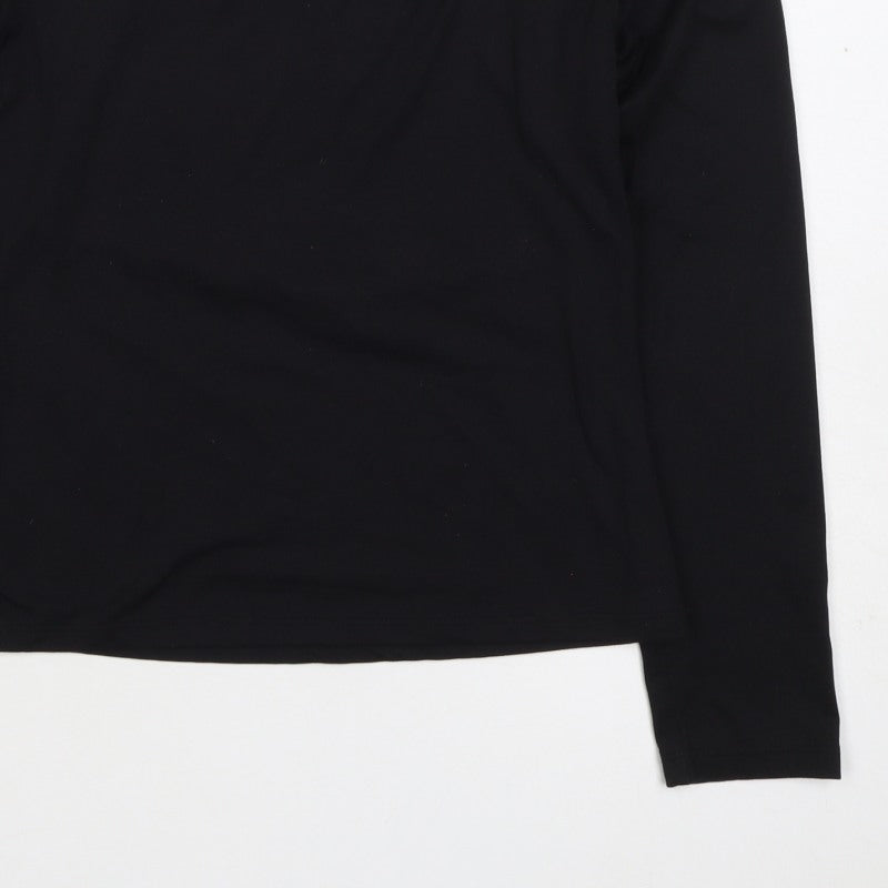 H&M Women's Black UK 10 Square Neck Long Sleeve Stretch Blouse