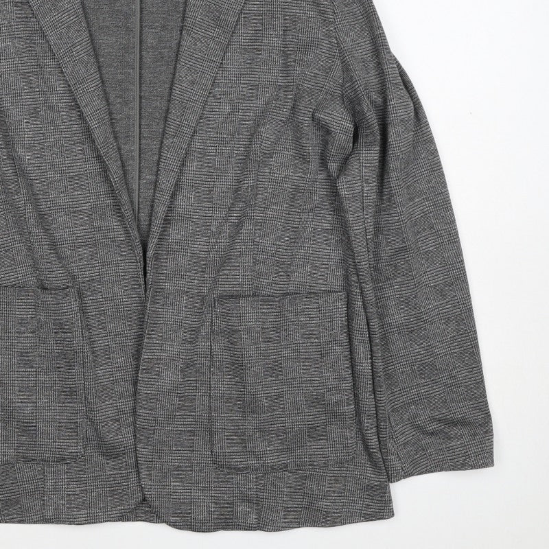 Marks & Spencer Women Grey Check Jersey Blazer Size 12 Workwear