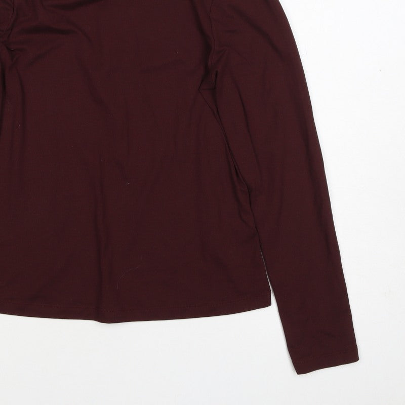 M&S Women Brown UK 12 Roll Neck Long Sleeve Jersey Top