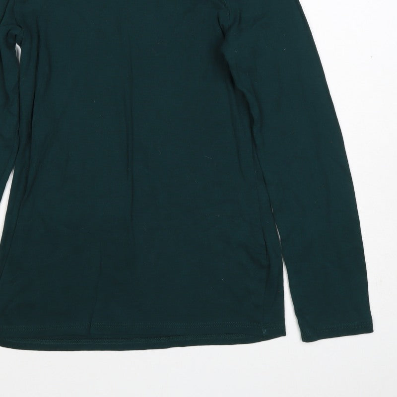 Dorothy Perkins Women Green UK 12 Roll Neck Long Sleeve Jersey Top