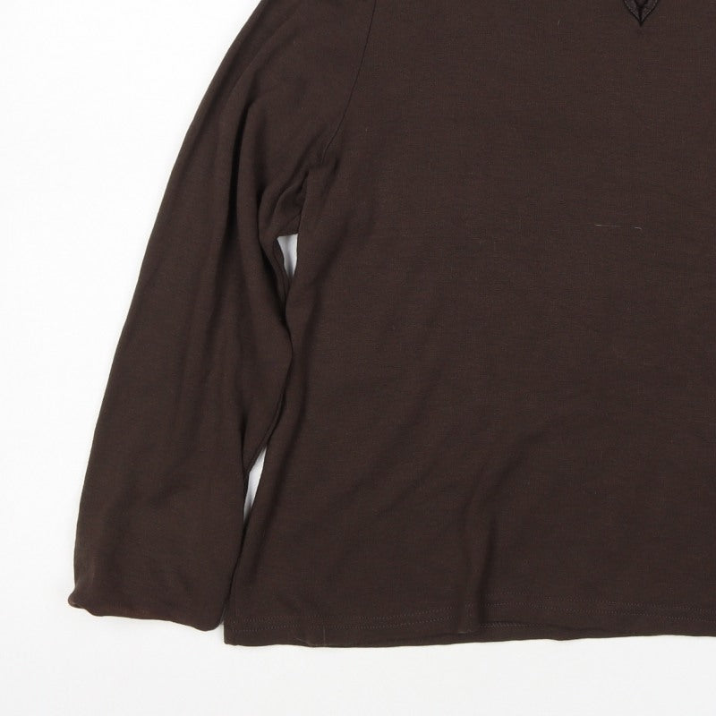 Berkertex Women Brown UK 16 Long Sleeve Keyhole Jersey Top
