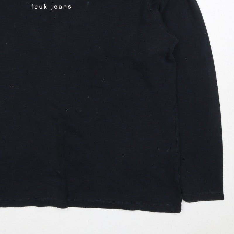 French Connection Women's Black XL Long Sleeve Logo T-Shirt