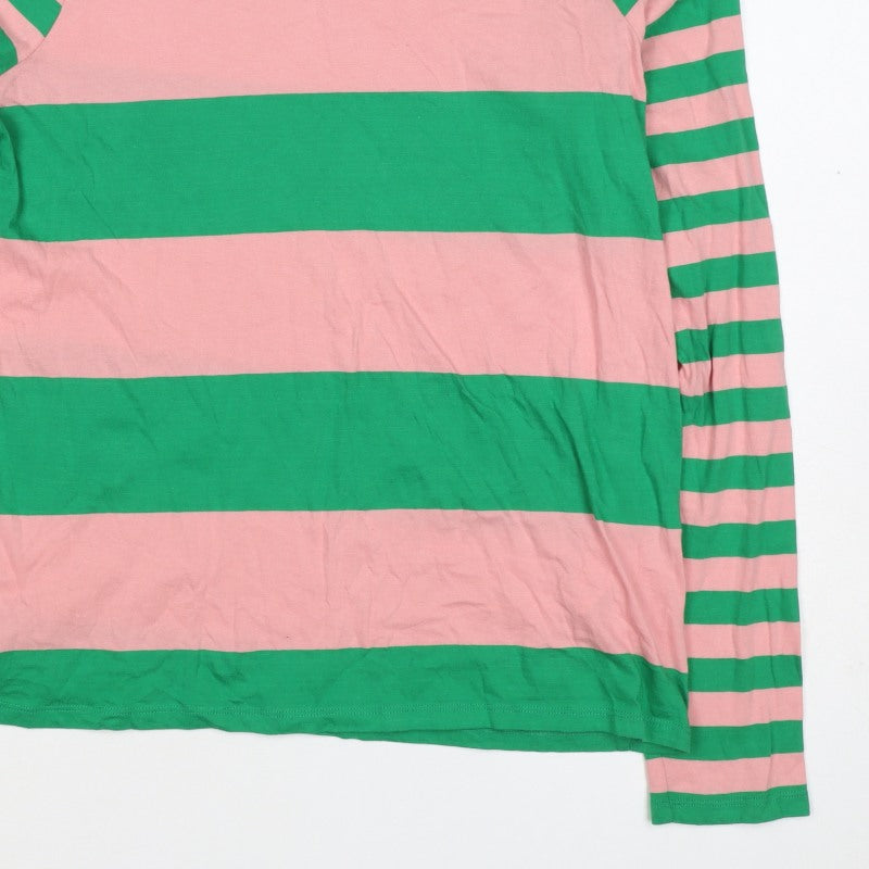 Boden Women's Multicoloured UK 12 Striped Long Sleeve Basic Jersey T-Shirt