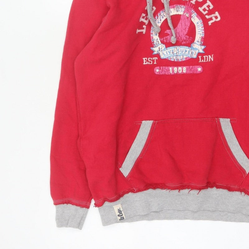 Lee Cooper Teens Red Size 16 Pullover Hoodie Graphic Print Cotton Blend