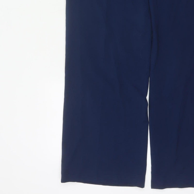 Damart Women Navy UK 16 Wide Leg Stretch Smart Trousers