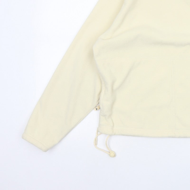 Adidas Women Ivory UK 12 Pullover Fleece High Neck Sweatshirt Pockets