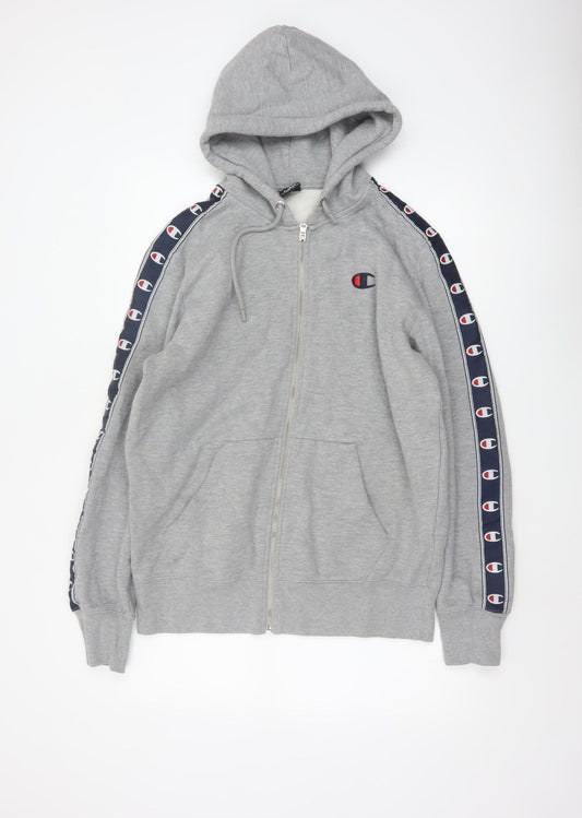 Champion Men’s Grey XL Full Zip Logo Tape Hoodie