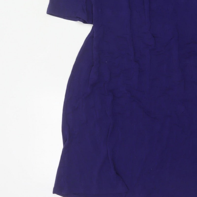 Boden Women Purple UK 12L Midi A-Line Beaded Stretch Jersey Dress