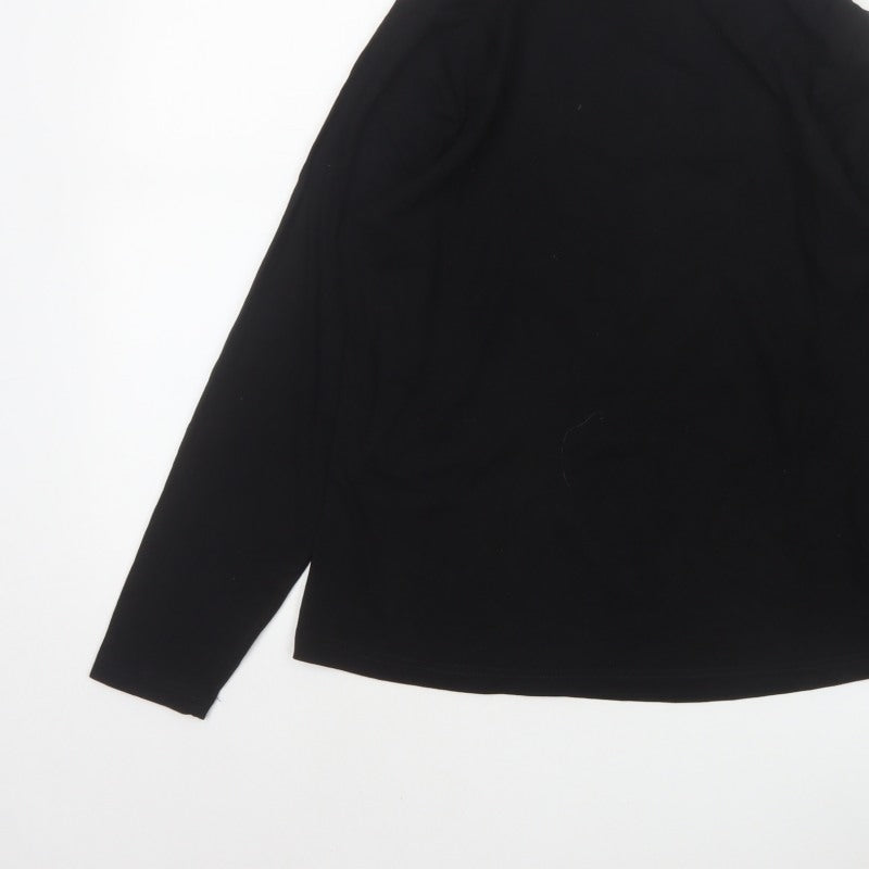 WoolOvers Women’s Black M Jersey Roll Neck Long Sleeve Top