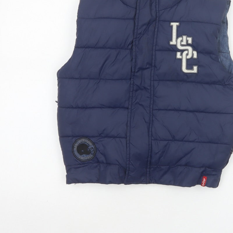 Levi's Boys Blue Size 8 Padded Puffer Gilet Sleeveless Zip Waistcoat