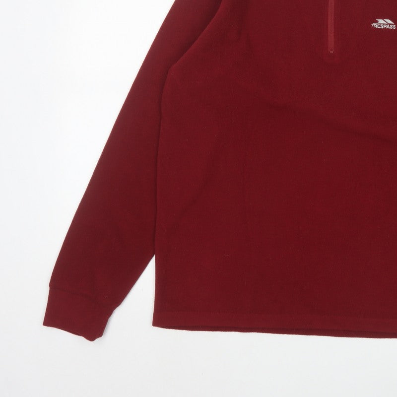 Trespass Men’s Red M 1/4 Zip Fleece Sweatshirt High Neck Outdoor