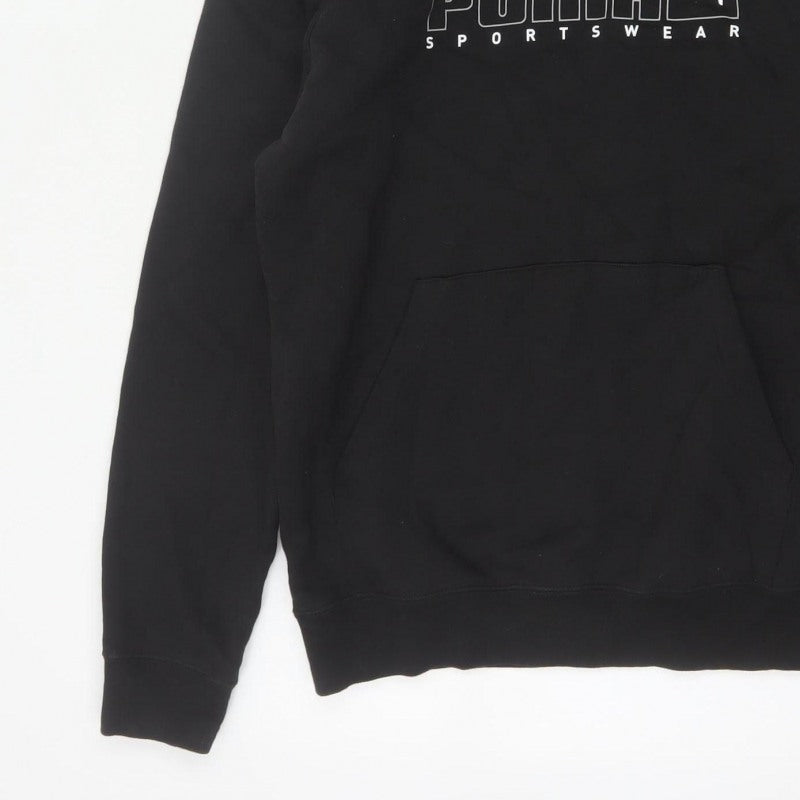 Puma Men Black S Pullover Hoodie Logo Graphic Print Sportswear