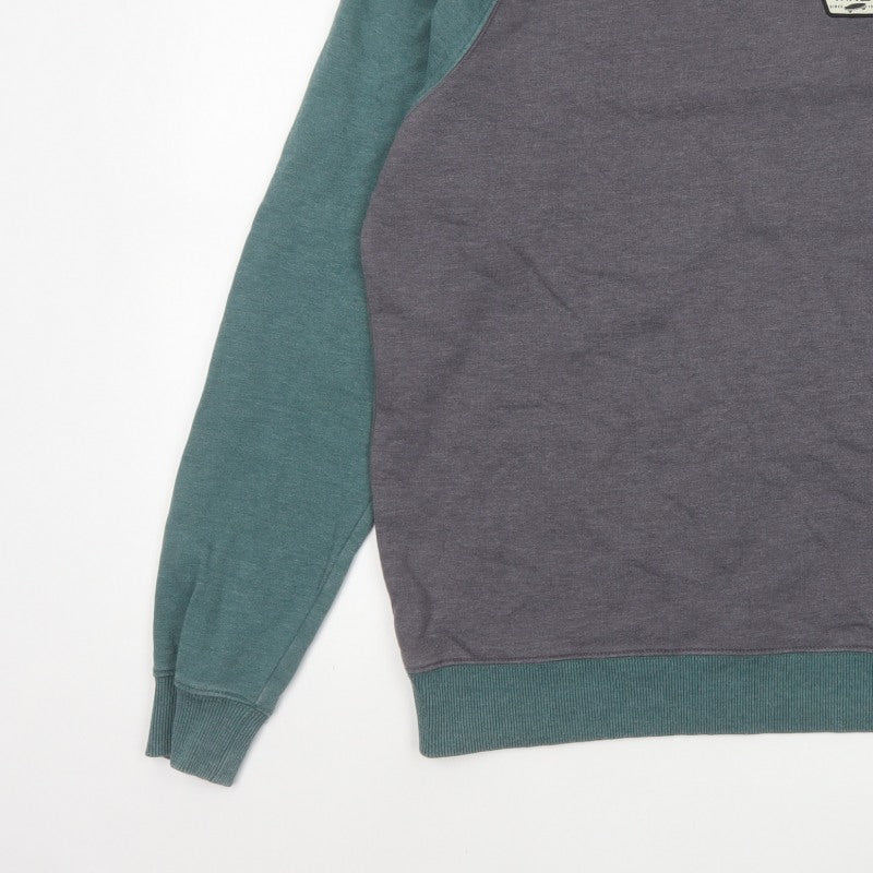 Vans Men’s Grey Green Medium Raglan Logo Crew Neck Pullover Sweatshirt