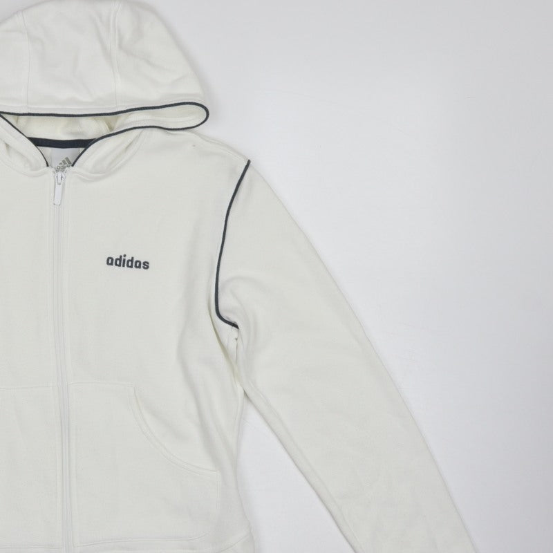 Adidas Women’s White UK 12 Full Zip Hooded Fleece Hoodie