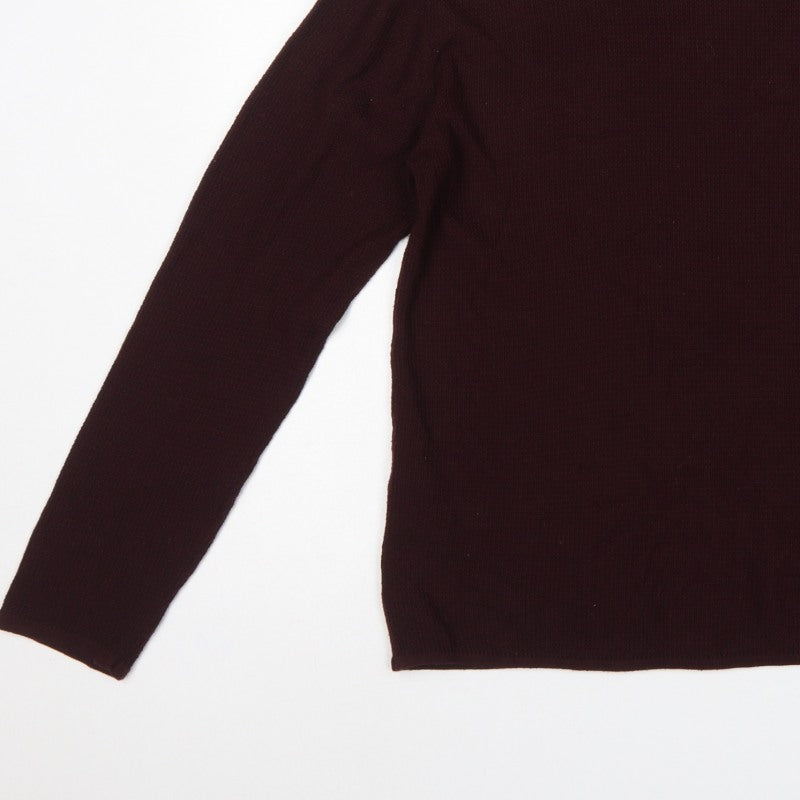 H&M Men's Brown M Crew Neck Fine Knit Acrylic Pullover Jumper