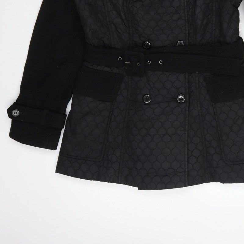 Warehouse Women’s Black UK 14 Quilted Belted Trench Coat