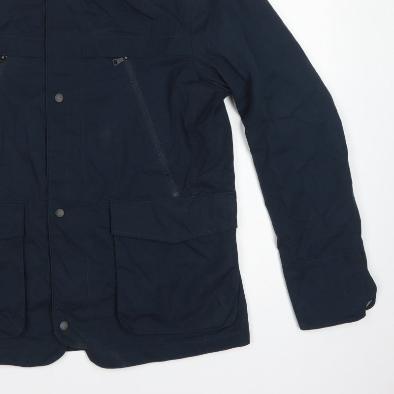 Marks and Spencer Men Blue M Basic Jacket Zip Snap Pockets