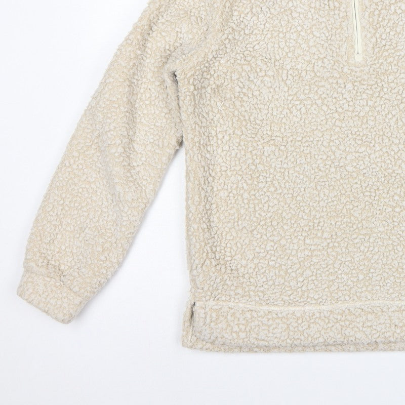 Weird Fish Women Ivory UK 12 1/4 Zip Sherpa Fleece Pullover Sweatshirt