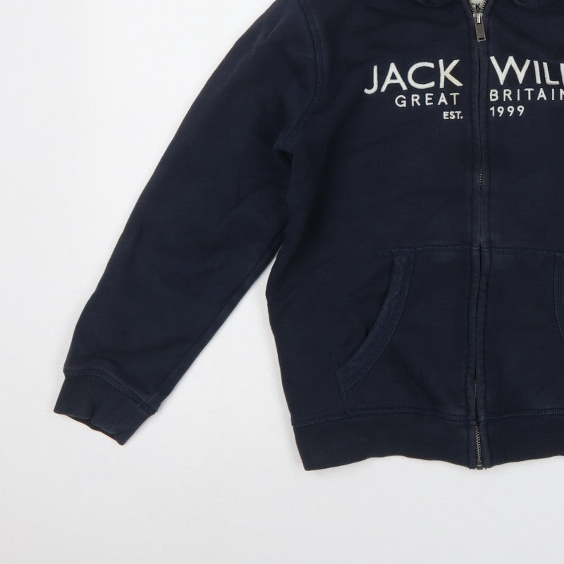Jack Wills Boys Blue 11-12 Years Full Zip Hooded Logo Hoodie