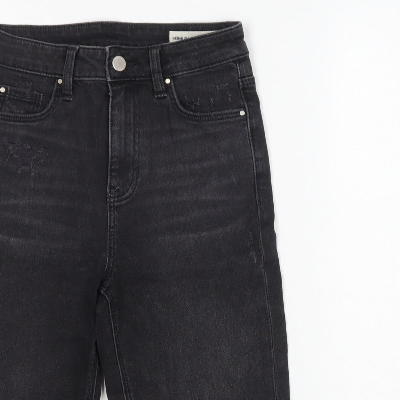 Marks and Spencer Women Black UK 6 High Rise Bermuda Denim Shorts
