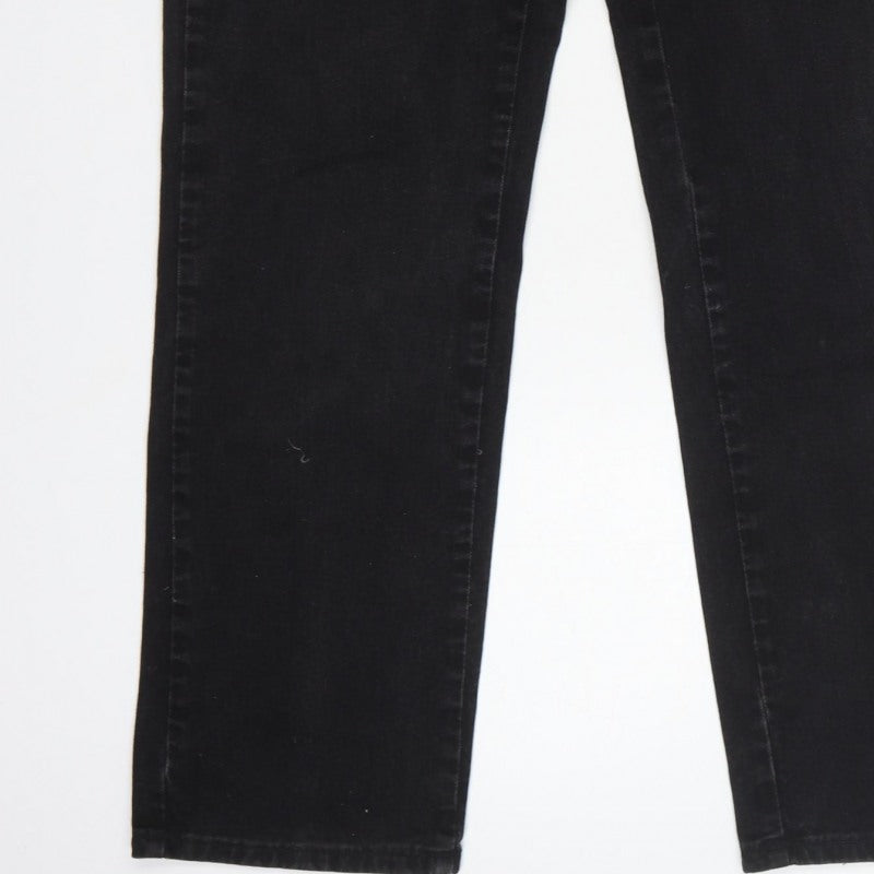 Lee Women's Black UK 8 Long Relaxed Straight Leg Stretch Jeans