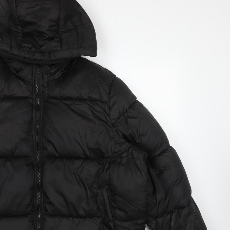 H&M Women Black UK 16 Hooded Puffer Jacket Short Quilted