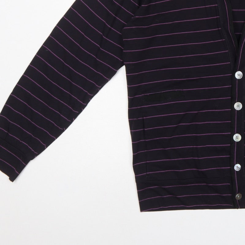 Paul Smith Jeans Men’s Black Purple Stripe Cotton Cardigan L