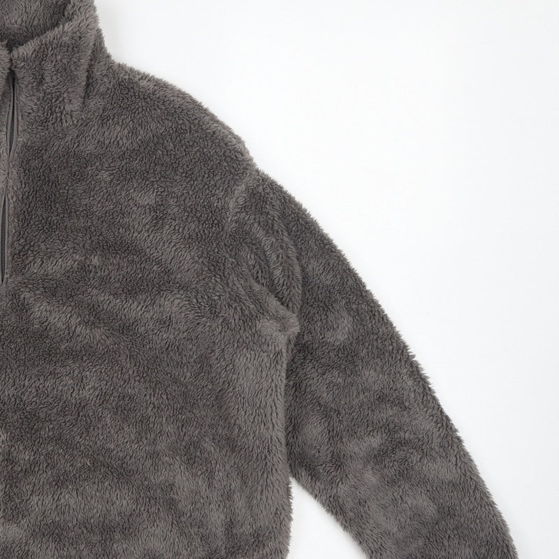 H&M Women Grey XS Fleece 1/4 Zip High Neck Pullover Sweatshirt