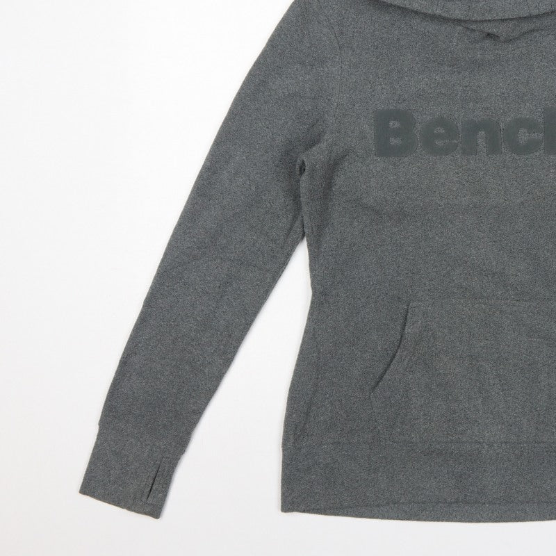 Bench Women’s Grey M Pullover Hoodie Logo Fleece Pockets